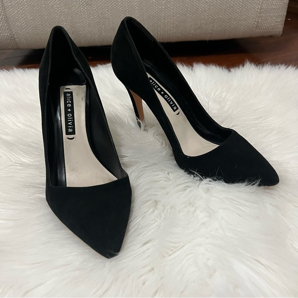Alice + Olivia Dina Black Suede Heels 39